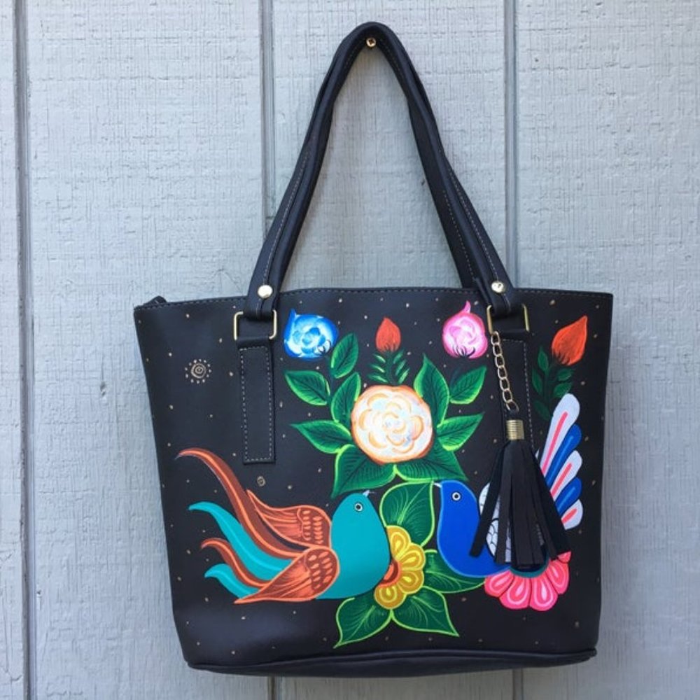 Hand Painted Mexican Tote Bag